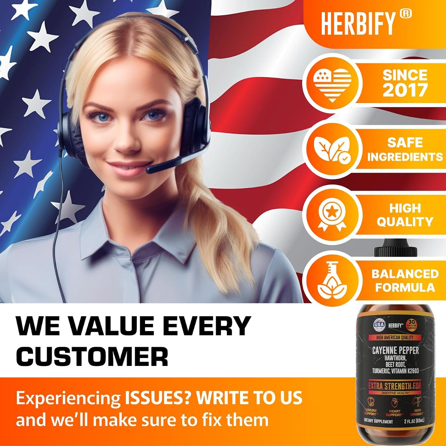 HERBIFY Bundle - Lions Mane & Cayenne Pepper Drops - Supplement for Memory, Focus & Clarity & Immune Support, Detox and Digestion Support