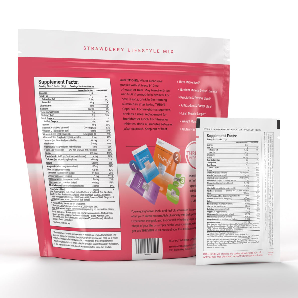 Le-Vel Thrive 2.0 Premium Strawberry Protein Shake for Men & Women | Strawberry