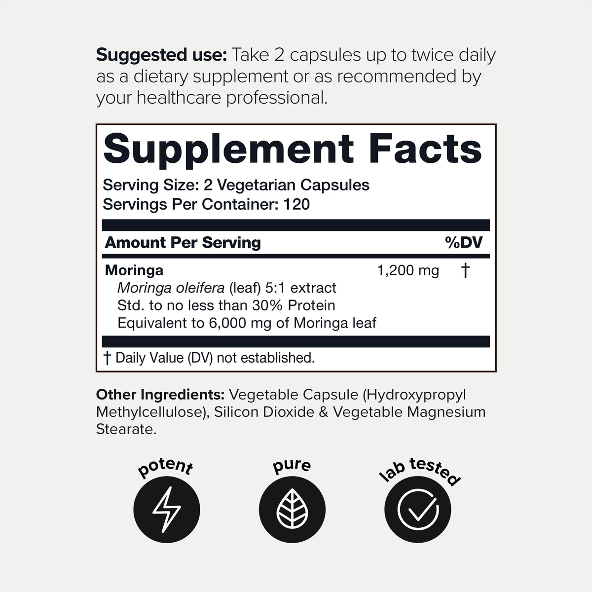 Highly Potent Full Spectrum Indian Moringa Extract - 30% Third-Party Tested Protein