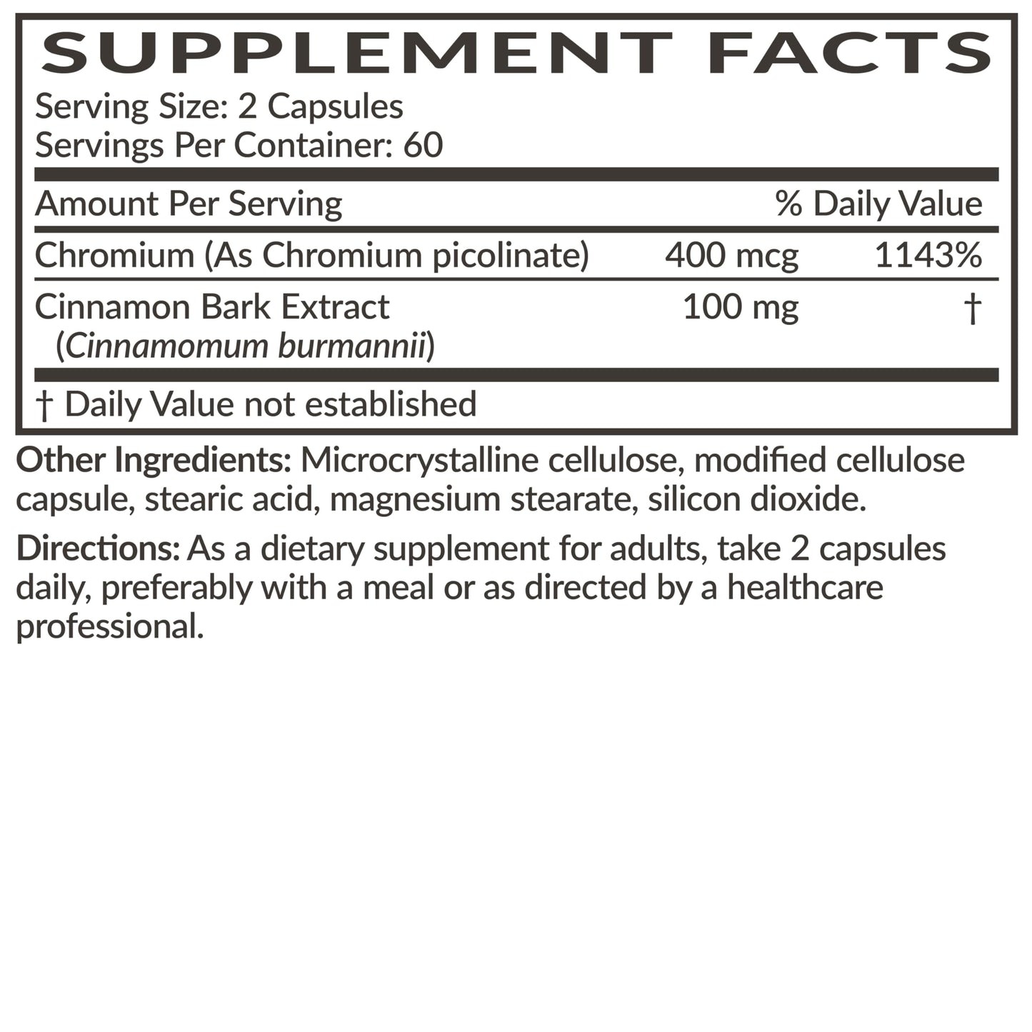 Futurebiotics Cinnamon Plus Chromium Picolinate Supplement, High Potency Chromium, Non-GMO, 120 Vegetarian Capsules