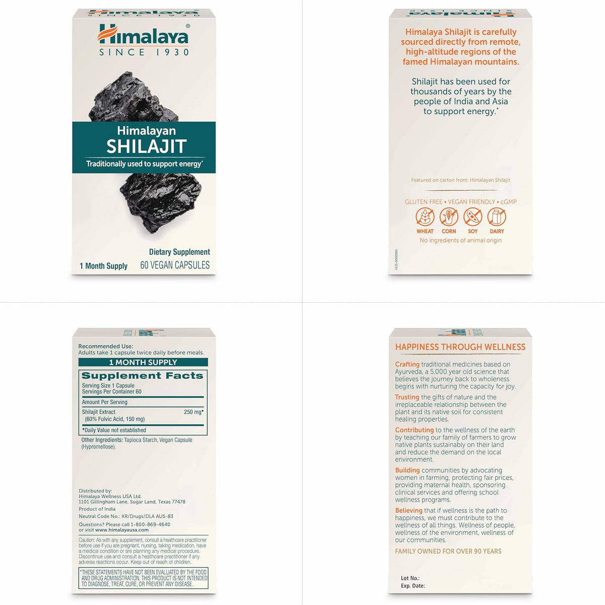 Himalaya Shilajit - Herbal Energy Supplements with Fulvic Acid and Trace Minerals, from Shilajit Resin, Vegan, Non-GMO, Gluten Free, 250 mg, 60 Capsules