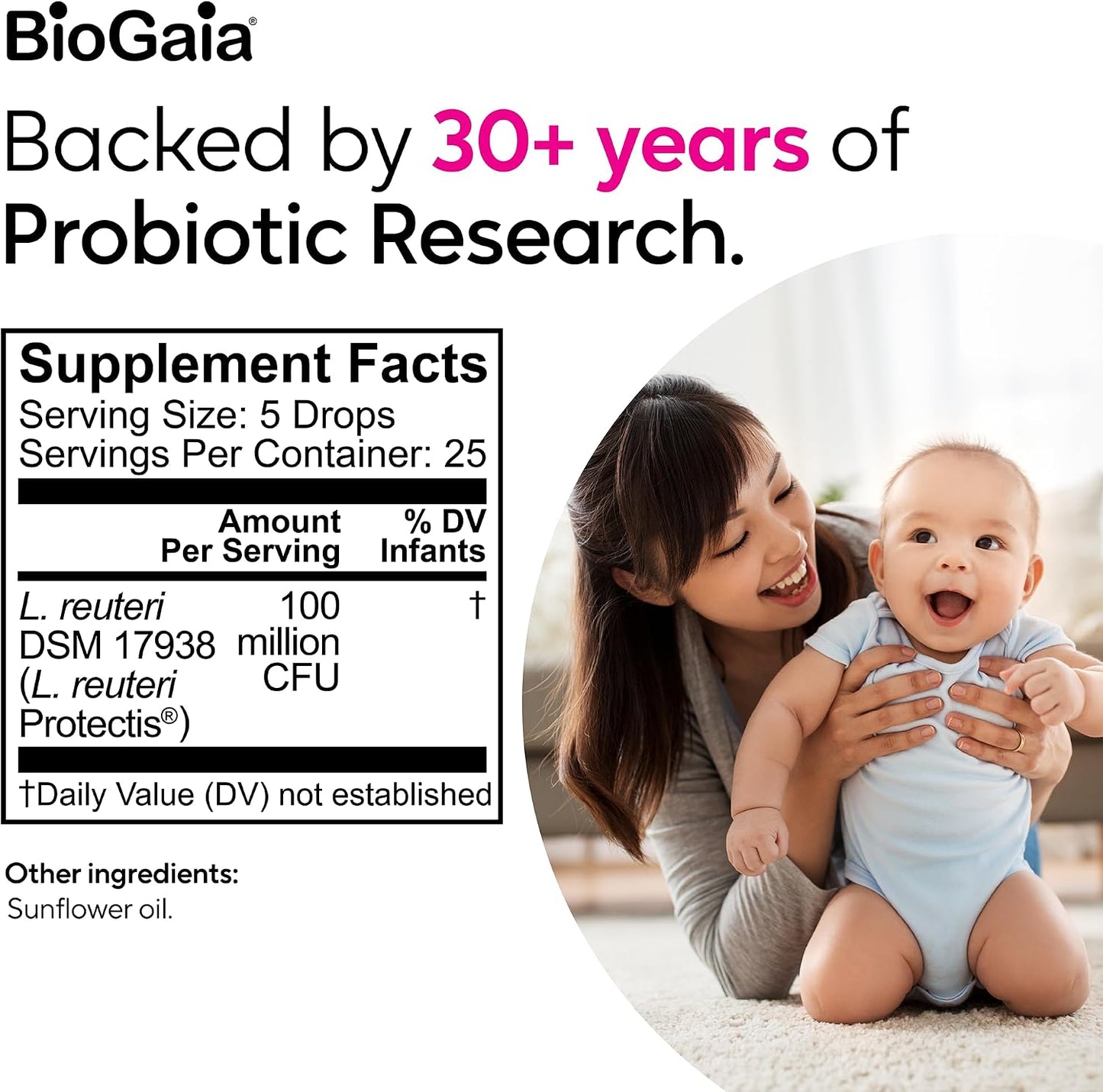 BioGaia Baby Probiotic Drops | Colic & Gas Relief | Safe for Newborns | Pediatrician-recommended | Ease Crying, Fussing, Colic, Gas, Spit-ups & Occasional Constipation | No Dairy or Soy | 5mL