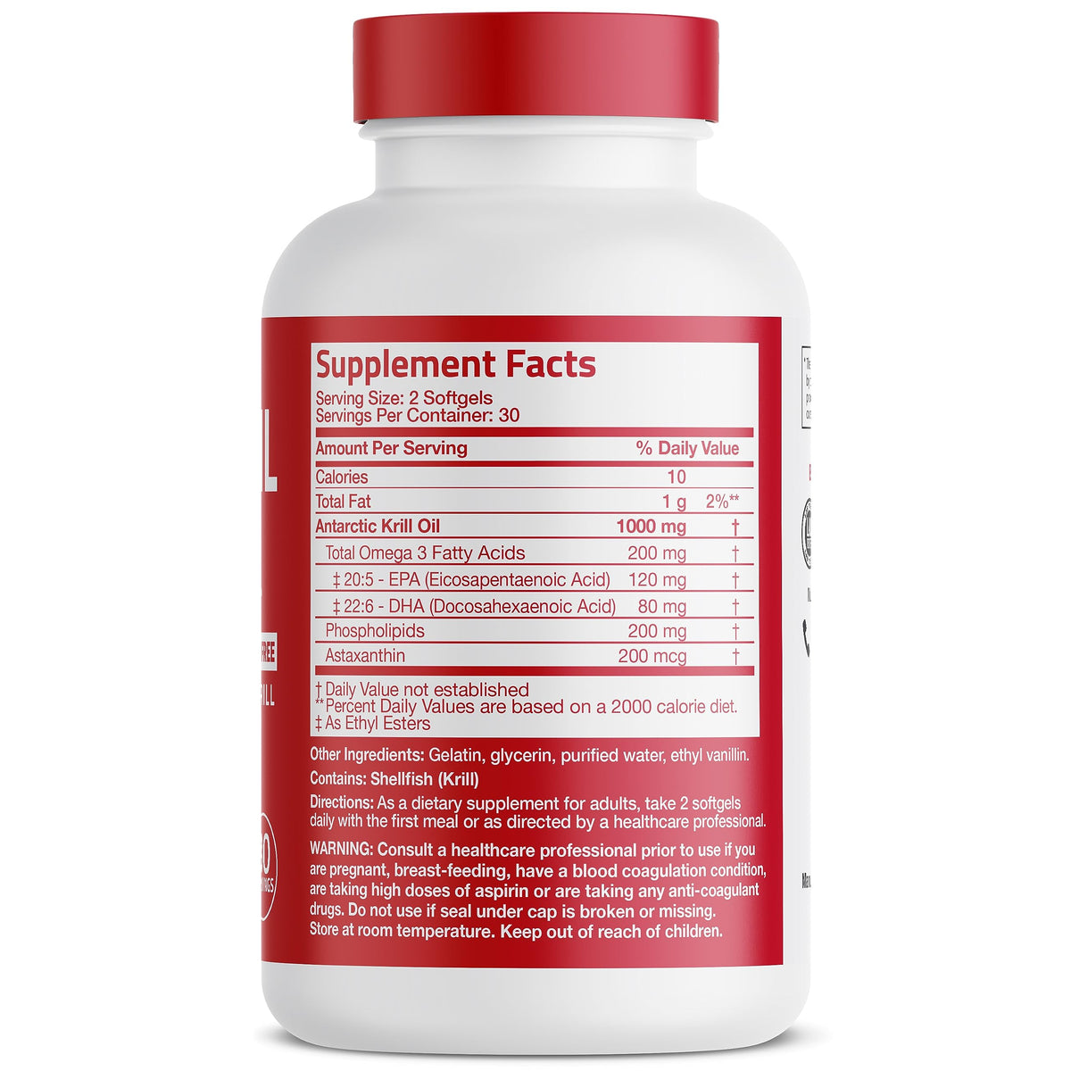 Bronson Antarctic Krill Oil 1000 mg with Omega-3s EPA, DHA, Astaxanthin