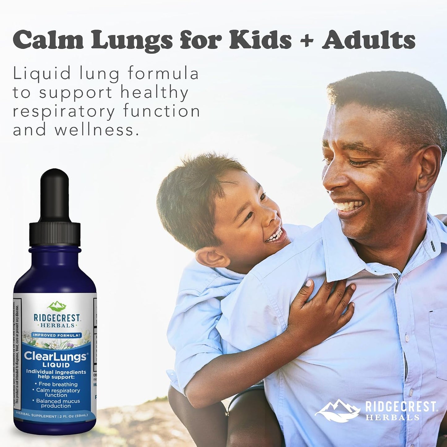 RidgeCrest Herbals ClearLungs Liquid Lung Support, Orange Flavor 2 fl oz | 29 Servings, Alcohol Free, for Adults and Kids, Natural Bronchial and Mucus Support, Nasal Wellness Herbal Formula
