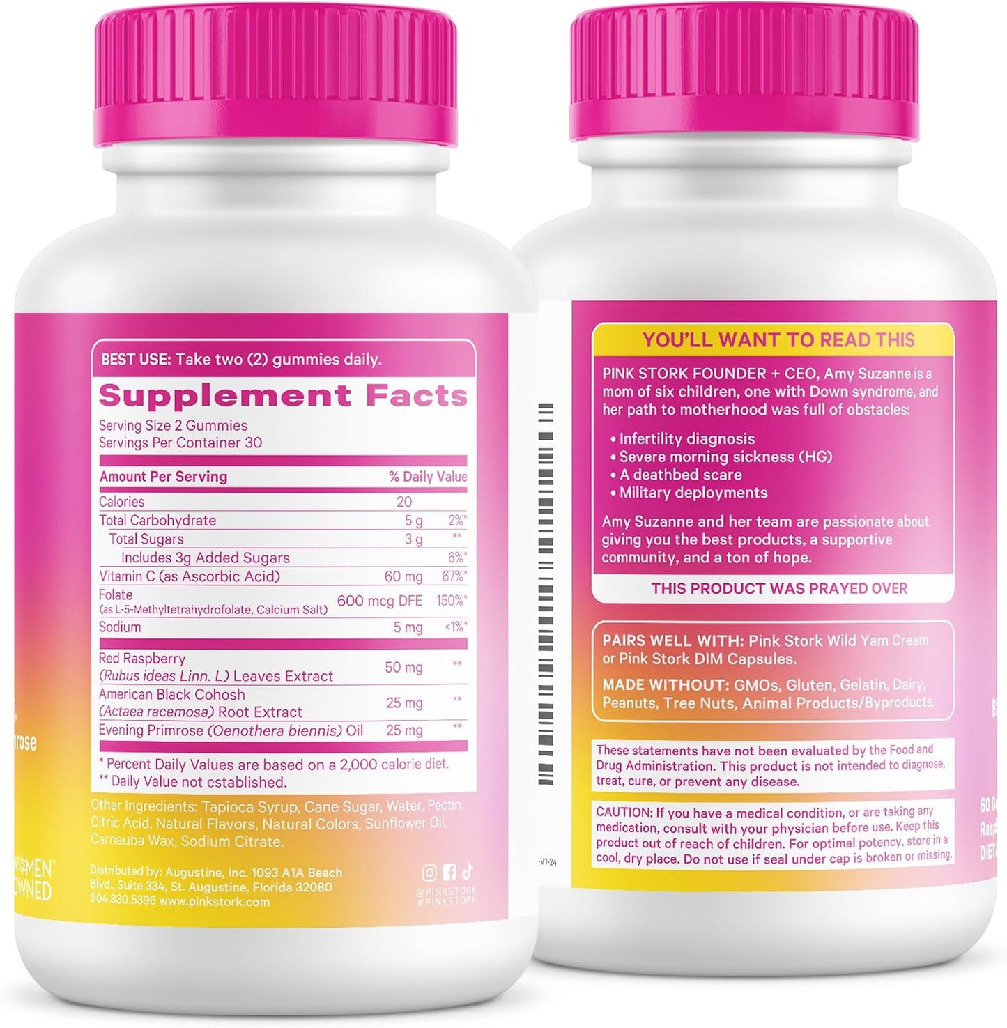 Pink Stork Hormone Balance Gummies for Women, 60 Vegan Gummies | PMS, Menopause & Perimenopause Support, Mood, Digestion, Temperature Comfort + Energy, Red Raspberry Leaf, Black Cohosh