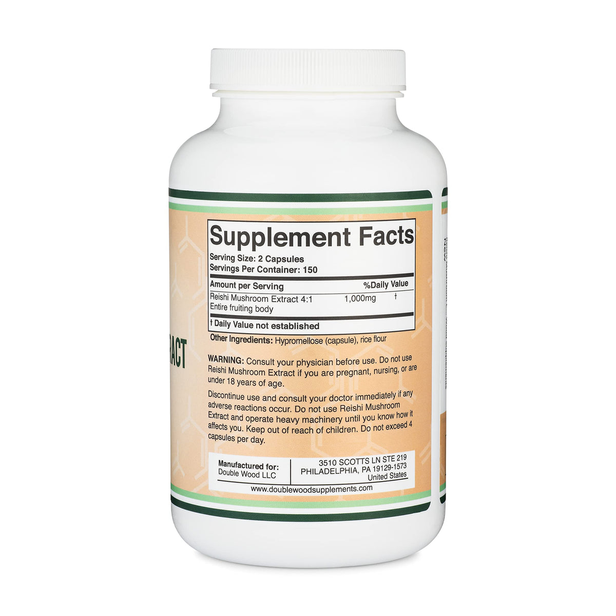 Reishi Mushroom Capsules (4:1 Ganoderma Extract, 1,000mg Red Reishi Powder Servings)