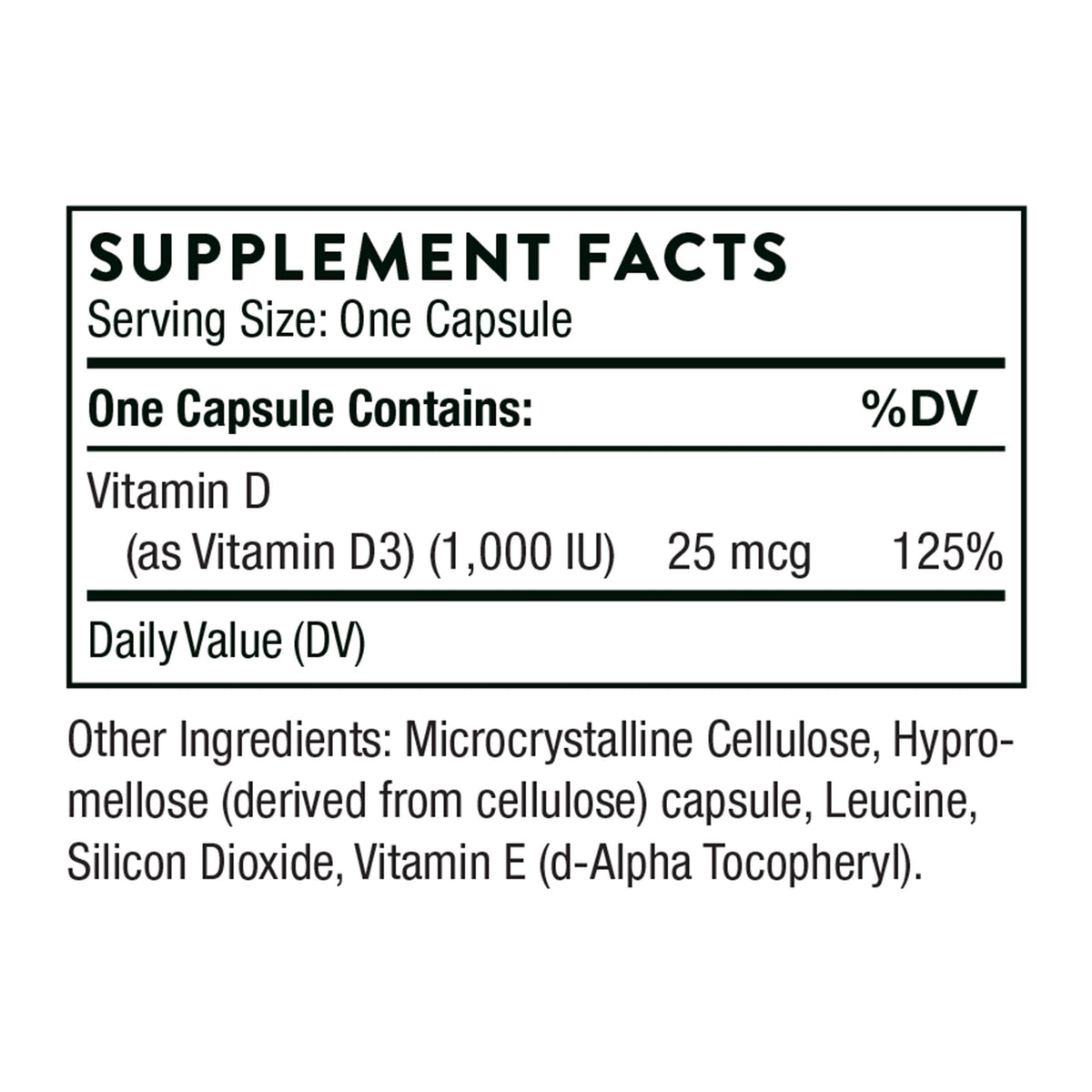 THORNE Vitamin D-1000 - Vitamin D3 Supplement - 1,000 IU - Support Healthy Bones