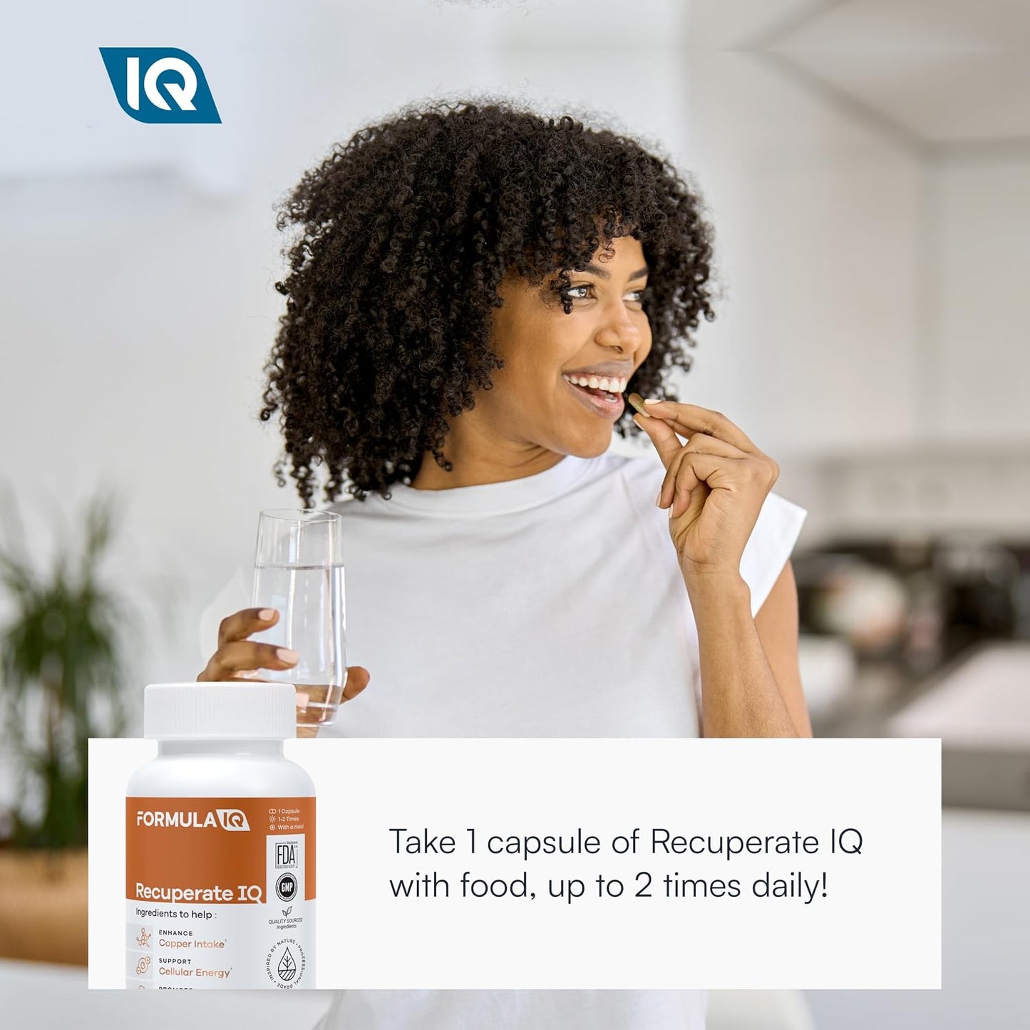 Formula IQ - Recuperate IQ - 5-in-1 Copper Supplements with Copper Bisglycinate - Easy-to-Swallow 2 mg Capsules - High Absorption, Boosts Energy - 60 Capsules