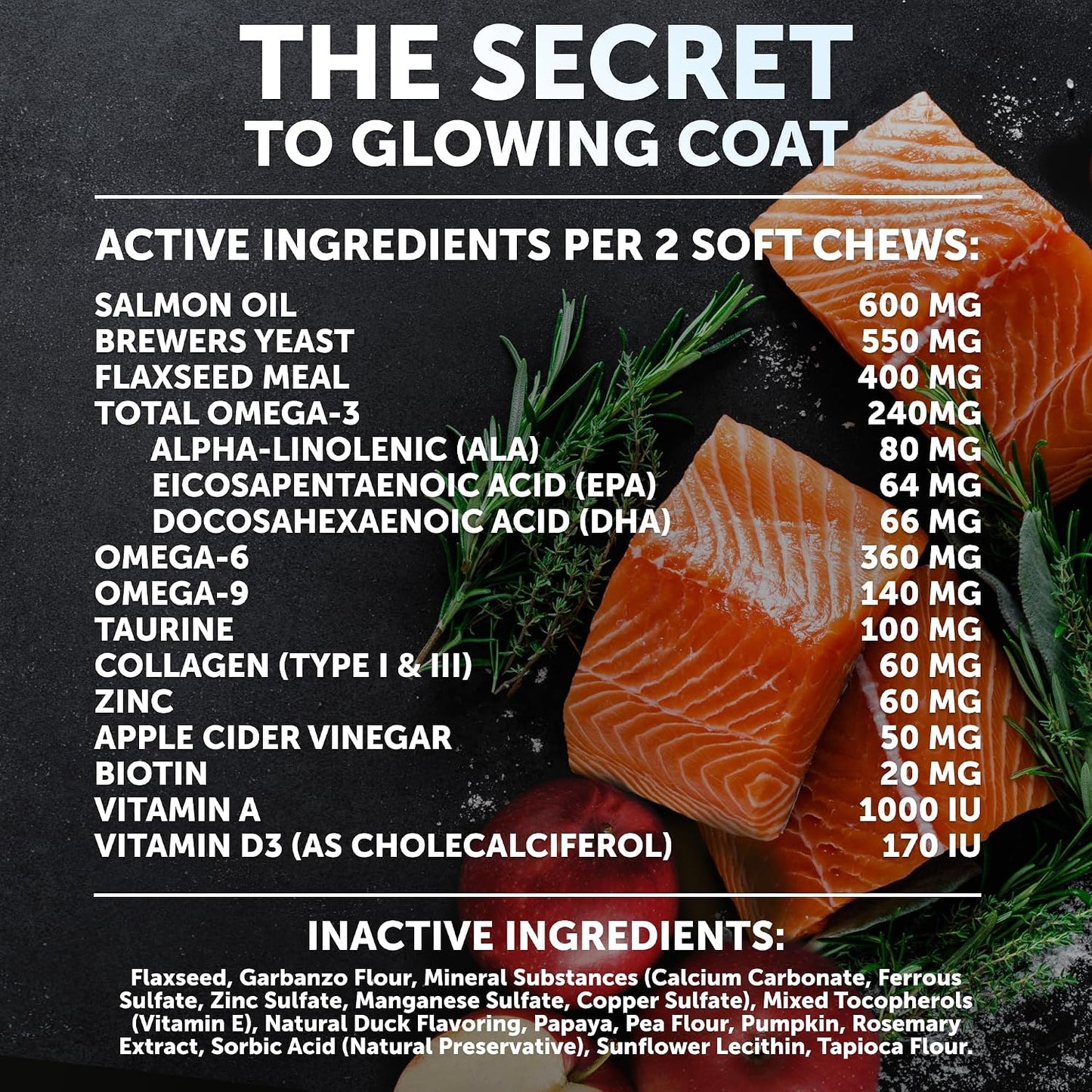 Omega 3 Fish Oil for Dogs - Dog Allergy Chews - Itch Relief & Skin and Coat Supplement with Salmon Oil - Hot Spots Treatment - Allergy & Anti Shedding Support - EPA & DHA Fatty Acids - 120 Treats