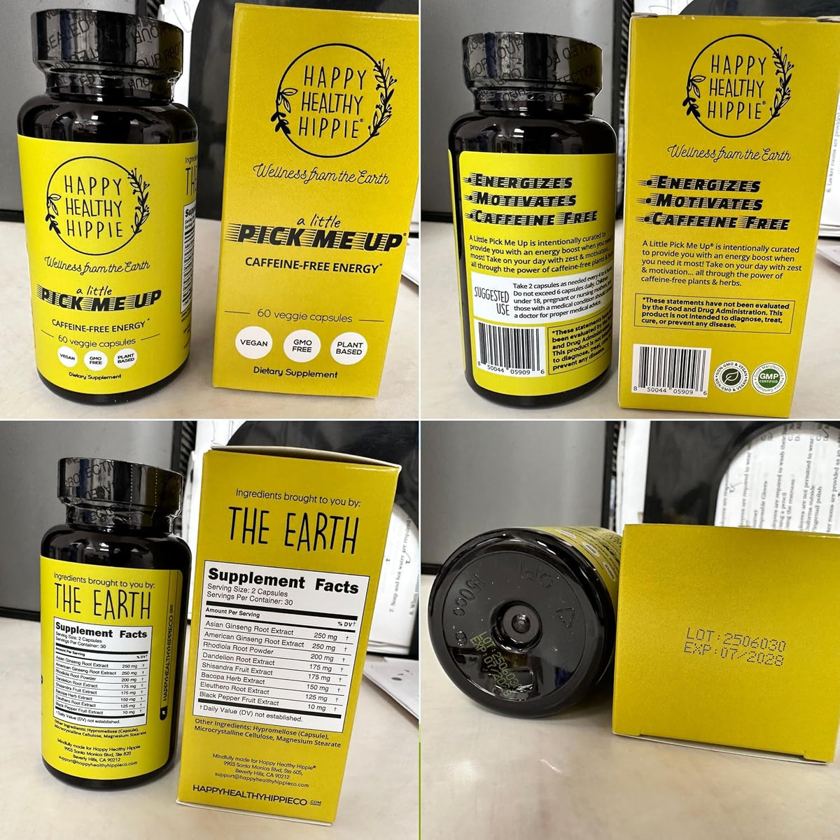Happy Healthy Hippie Caffeine Free Energy Pills, 7 Herb Complex, 60 Ct
