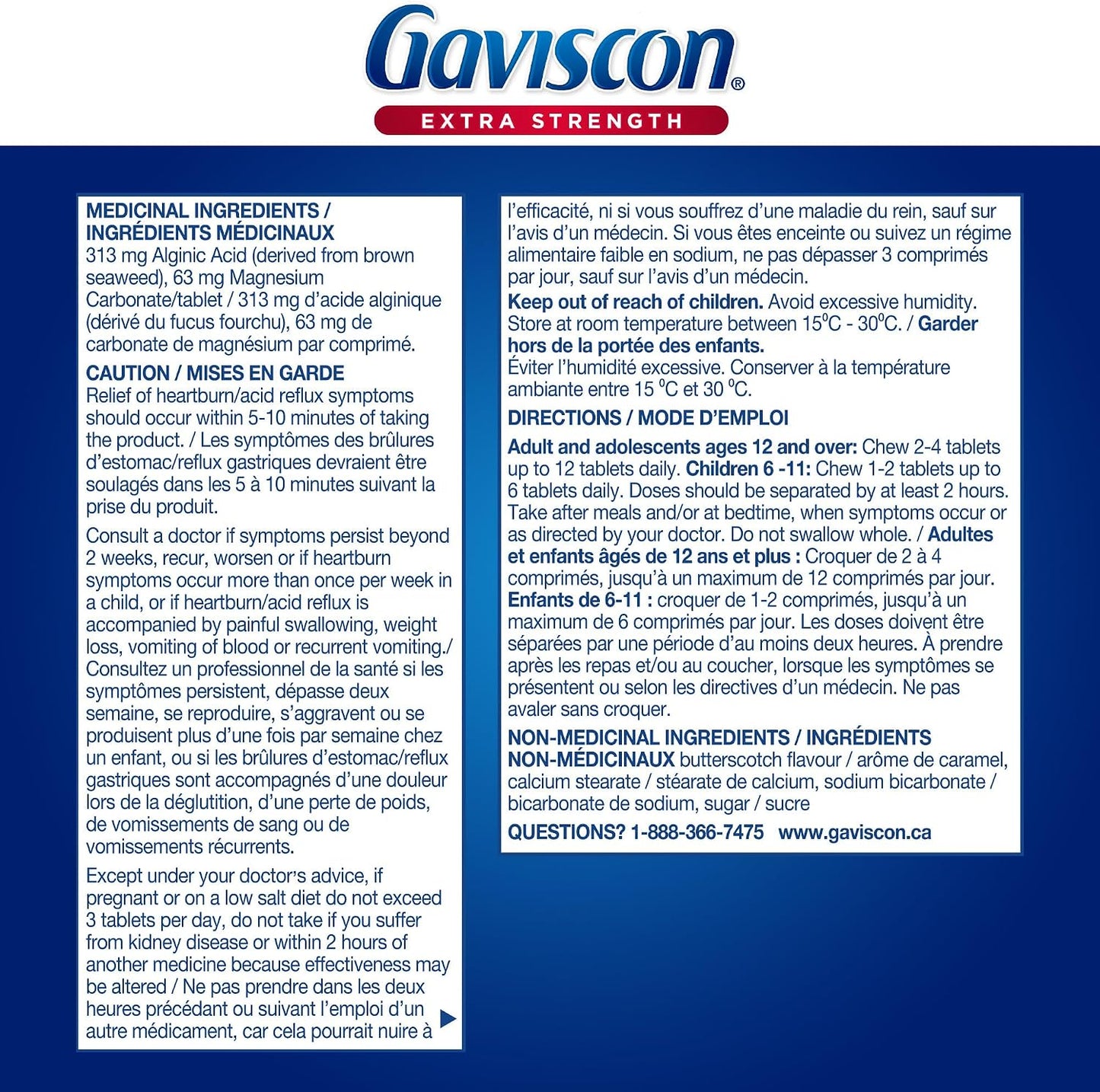 Gaviscon Extra Strength Butterscotch Antacid Tablets 60 Count