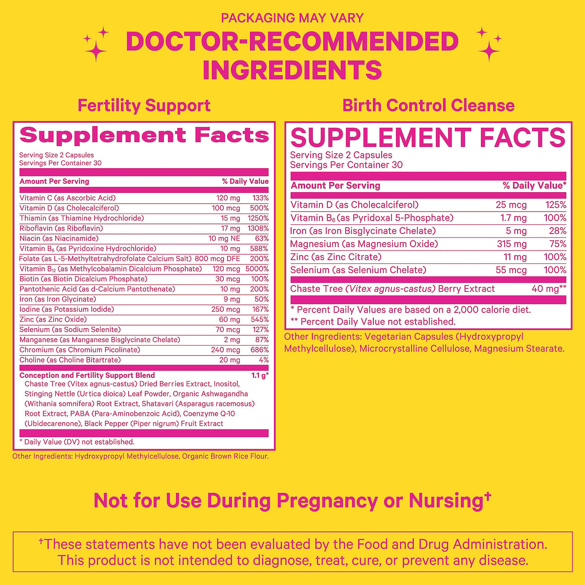 Pink Stork Fertility Supplement for Women + Birth Control Cleanse, Hormone Balance for Women, Vitex