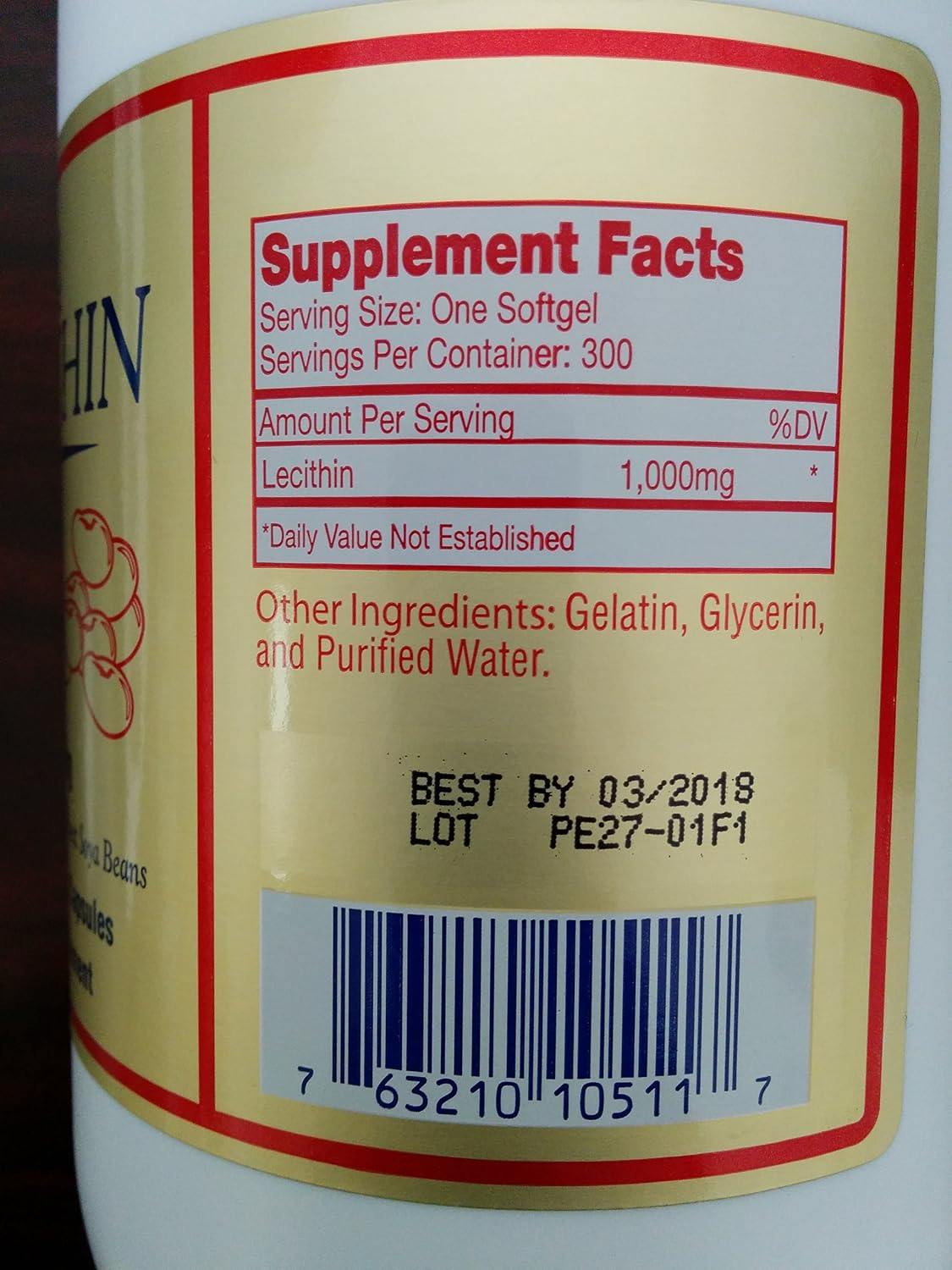Lecithin (1000 Mg, 300 Softgels)