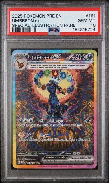 2025 POKEMON PRE EN-PRISMATIC EVOLUTIONS #161 UMBREON ex SIR PSA 10