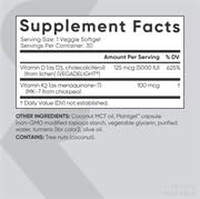 Sports Research Vitamin D3 + K2 with 5000iu of Plant-Based D3 & 100mcg of Vitamin