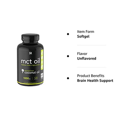 Sports Research Keto MCT Oil Capsules derived from Coconut Oil | Keto Fuel for The Brain