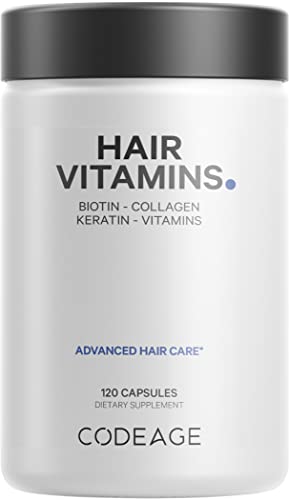 Codeage Hair Vitamins 10000 mcg Biotin, Keratin, Collagen, Vitamin A, B12, C, D3, E, Zinc