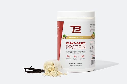 TB12 Plant Based Protein Powder by Tom Brady, 24g of Vegan Pea Protein, Low Sugar