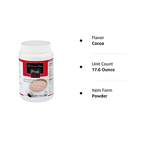 Protidiet High Protein Hot Cocoa Drink Mix 17.6 oz Canister