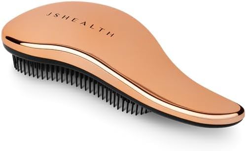 JSHealth Signature Rose Gold Hair Brush - Detangle + Smooth for Women | Gentle on Hair, Supports Scalp Health and Hair Follicles