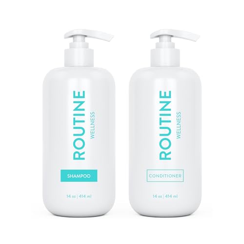 Routine Wellness Shampoo and Conditioner Set for Stronger Hair - Vegan, All Natural Biotin