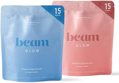 BEAM Glow, Hormone Balance for Women, Thyroid Support for Women, Natural Hormone Support Powder with Selenium and Bromelain, PMS Relief, Energy, Hair Skin & Nails, Vegan, No Sugar, 15 Servings