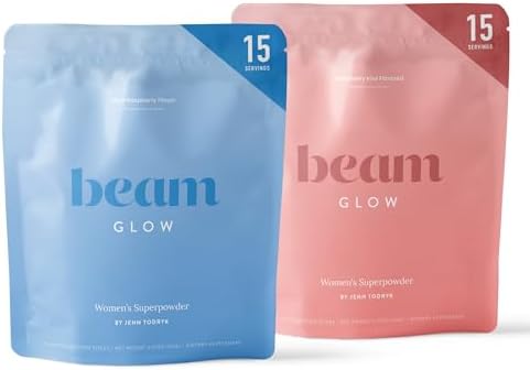 BEAM Glow, Hormone Balance for Women, Thyroid Support for Women, Natural Hormone Support Powder with Selenium and Bromelain, PMS Relief, Energy, Hair Skin & Nails, Vegan, No Sugar, 15 Servings
