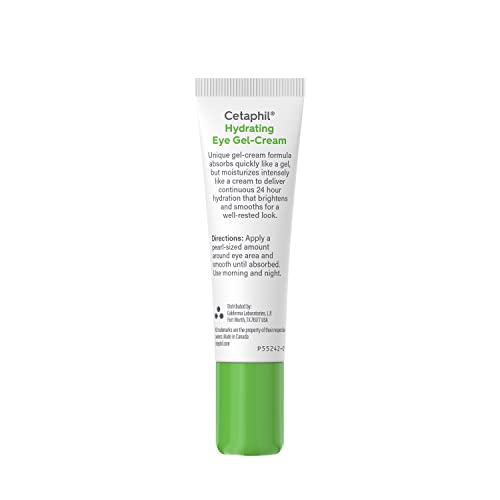 Cetaphil Hydrating Eye Gel-Cream, With Hyaluronic Acid, 0.5 fl oz, Brightens and Smooths