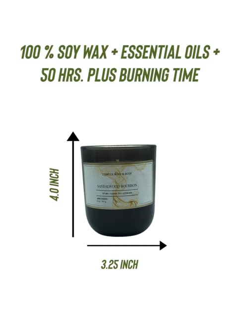 Sandalwood Bourbon Non-Toxic Candles | Natural Candles for Men |Aromatherapy Candle Relaxing