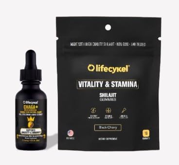 Life Cykel Mongolia Warrior Pack – Chaga Mushroom Extract Liquid 30ml + Shilajit Gummies 10 Count – Double Extract Tincture with Kakadu Plum – Natural Antioxidant and Mineral Wellness Bundle