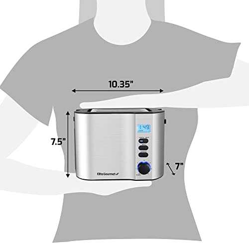 Elite Gourmet ECT2145 Extra Wide Slot 2-Slice Toaster, Bagel Function Reheat, Defrost