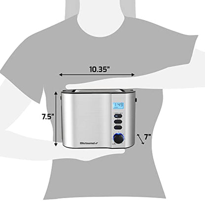 Elite Gourmet ECT2145 Extra Wide Slot 2-Slice Toaster, Bagel Function Reheat, Defrost