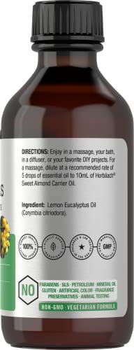 Lemon Eucalyptus Essential Oil | 2 oz | for Massage, Bath, Diffuser, DIY Projects & More
