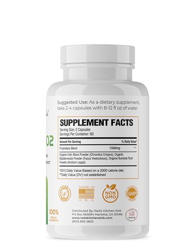 Red's Kitchen Sink Cell Fuel 102 Sea Moss Capsules | Made with Irish Sea Moss Bladderwra
