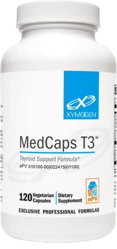 XYMOGEN MedCaps T3 - Thyroid Support Formula with Vitamins + Herbs - Selenium, Zinc