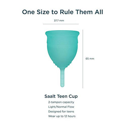 Saalt Teen Menstrual Cup - Best Sensitive Reusable Cup - Wear for 12 Hours - Tampon and Pad Alternative