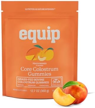 Equip Foods Core Colostrum Gummies - Delicious and Convenient - 1g Ultra-Premium Grass Fed Colostrum Per Serving - Gut Health, Immunity, Hair and Skin, Peach Mango & Raspberry