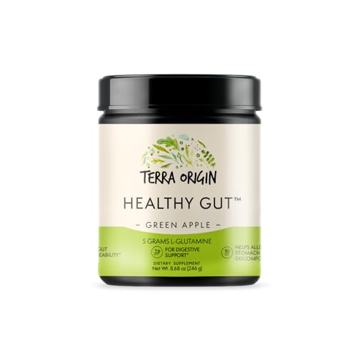 Healthy Gut Green Apple | 30-Servings with L-Glutamine, Zinc, Glucosamine, Slippery 