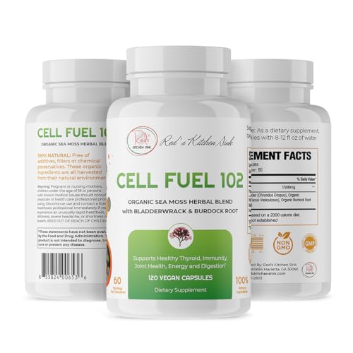 Red's Kitchen Sink Cell Fuel 102 Sea Moss Capsules | Made with Irish Sea Moss Bladderwra