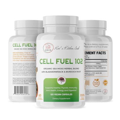Red's Kitchen Sink Cell Fuel 102 Sea Moss Capsules | Made with Irish Sea Moss Bladderwra