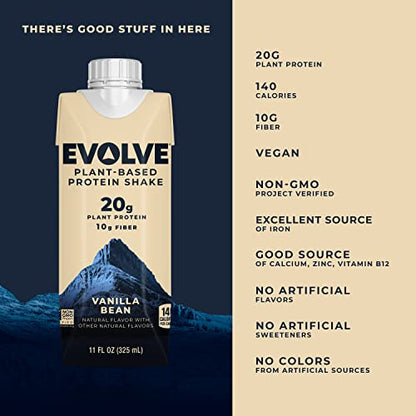 Evolve Plant Based Protein Shake, Vanilla Bean, 20g Vegan Protein, Dairy Free