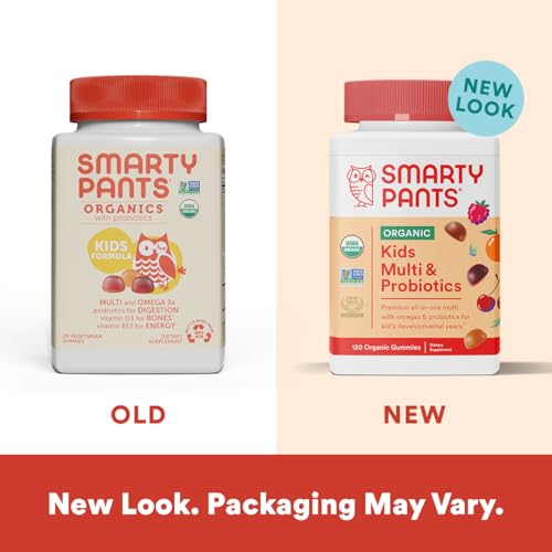 SmartyPants Organic Kids Multivitamin Gummies: Probiotics, Omega 3 (ALA), Vitamin D3