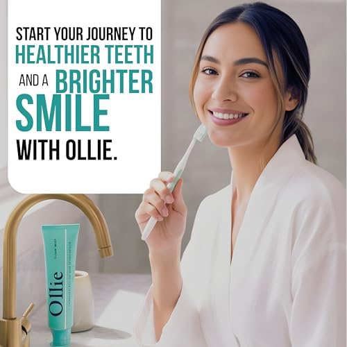 Ollie Clean Mint Toothpaste with 10% Nano Hydroxyapatite & Enzy-Strips Peroxide-Free Teeth Whitening Strips for Sensitive Teeth – Enamel Repair, Remineralization & Whitening Bundle