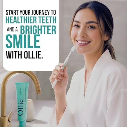 Ollie Clean Mint Toothpaste with 10% Nano Hydroxyapatite & Enzy-Strips Peroxide-Free Teeth Whitening Strips for Sensitive Teeth – Enamel Repair, Remineralization & Whitening Bundle