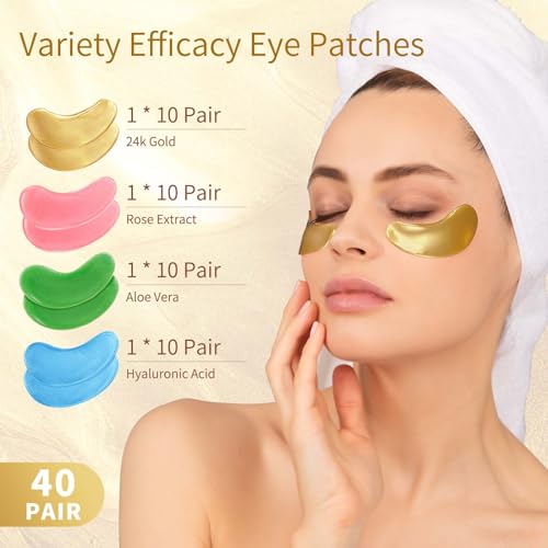 Under Eye Patches, 40 Pairs Eye Mask for Dark Circles, Puffy Eyes, Undereye Bags