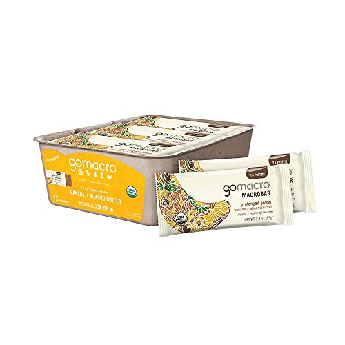 GoMacro MacroBar Organic Vegan Protein Bars - Banana + Almond Butter, (2.3 Ounce Bars