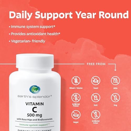 Earth's Splendor Women's Multivitamin & Immune Support – Supports Overall Wellness, Metabolism, Antioxidant Health with Vitamin B12, C, D, Biotin, Rose Hips – Gluten-Free, No Artificial Colors