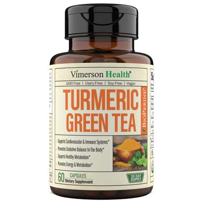 Green Tea Extract Capsules - Green Tea Supplement with Organic Turmeric Curcumin