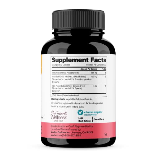 Sandhu's Beet Root Powder Capsules with Bioperine| 60 Capsules, 60 Days Supply