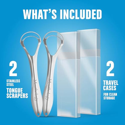 Mouthology Tongue Scraper for Adults, Stainless Steel Metal Tongue Scraper for Tongue